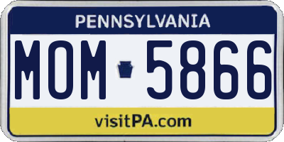 PA license plate MOM5866