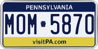 PA license plate MOM5870