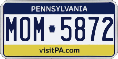 PA license plate MOM5872