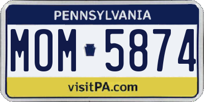 PA license plate MOM5874