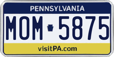 PA license plate MOM5875