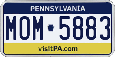 PA license plate MOM5883