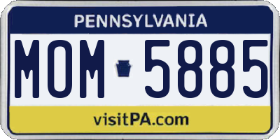 PA license plate MOM5885