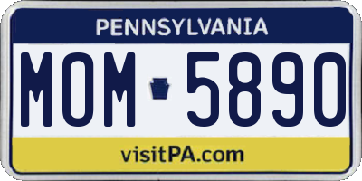 PA license plate MOM5890