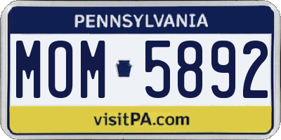 PA license plate MOM5892