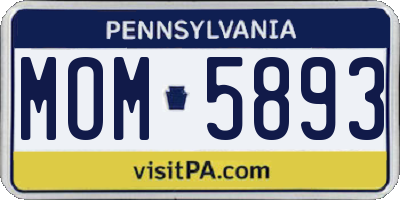 PA license plate MOM5893