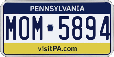 PA license plate MOM5894