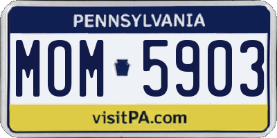 PA license plate MOM5903