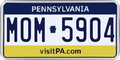 PA license plate MOM5904