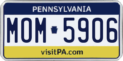 PA license plate MOM5906