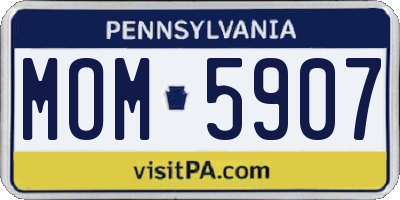 PA license plate MOM5907
