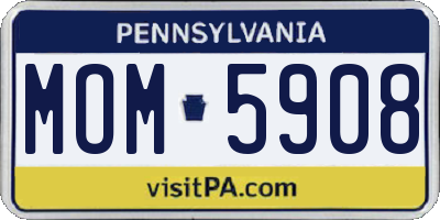 PA license plate MOM5908