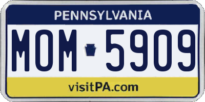 PA license plate MOM5909