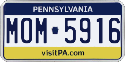 PA license plate MOM5916