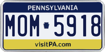 PA license plate MOM5918