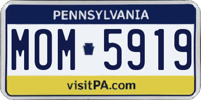 PA license plate MOM5919