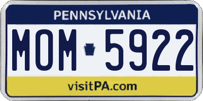 PA license plate MOM5922