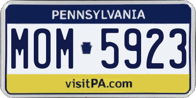 PA license plate MOM5923