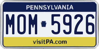 PA license plate MOM5926
