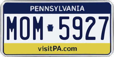 PA license plate MOM5927