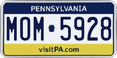 PA license plate MOM5928
