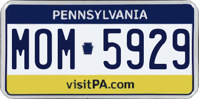 PA license plate MOM5929