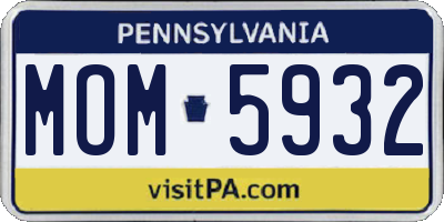 PA license plate MOM5932