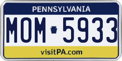 PA license plate MOM5933