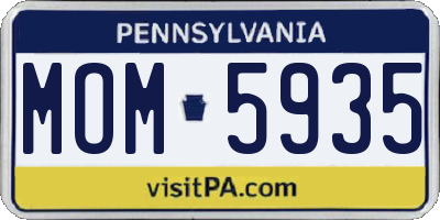 PA license plate MOM5935