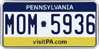 PA license plate MOM5936