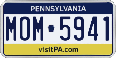 PA license plate MOM5941