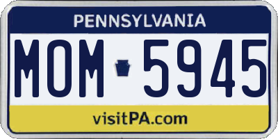 PA license plate MOM5945