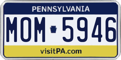PA license plate MOM5946