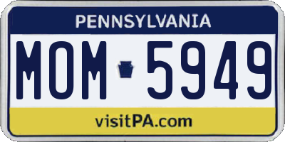 PA license plate MOM5949