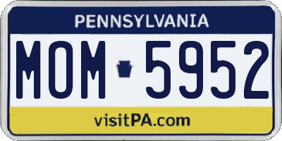 PA license plate MOM5952