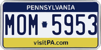 PA license plate MOM5953