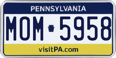 PA license plate MOM5958