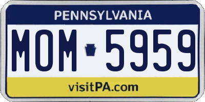 PA license plate MOM5959