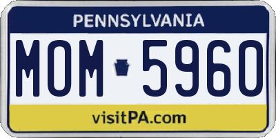 PA license plate MOM5960