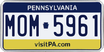 PA license plate MOM5961