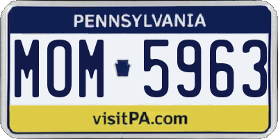 PA license plate MOM5963
