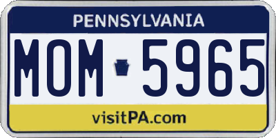 PA license plate MOM5965