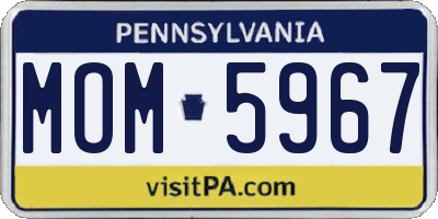 PA license plate MOM5967