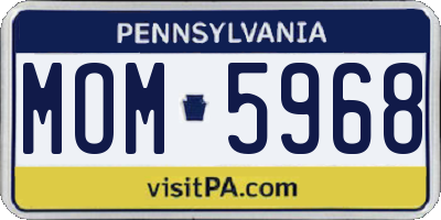 PA license plate MOM5968