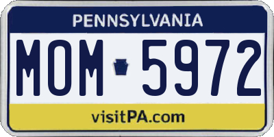 PA license plate MOM5972