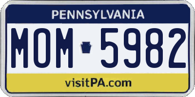 PA license plate MOM5982