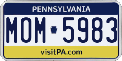 PA license plate MOM5983