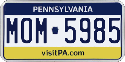 PA license plate MOM5985