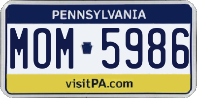 PA license plate MOM5986