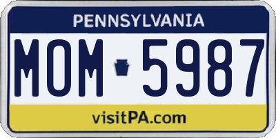 PA license plate MOM5987